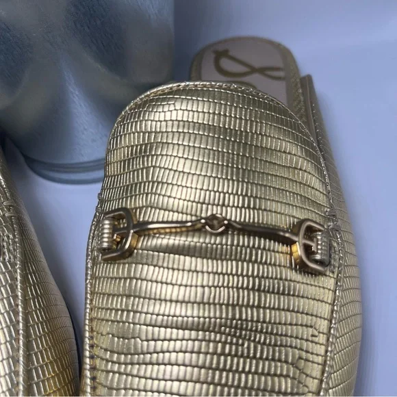 Sam Edelman Linnie Bit Mule Loafers Gold Croc Size 8 - Picture 4 of 7